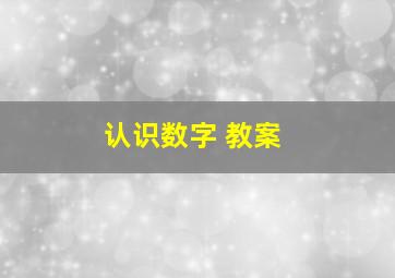 认识数字 教案